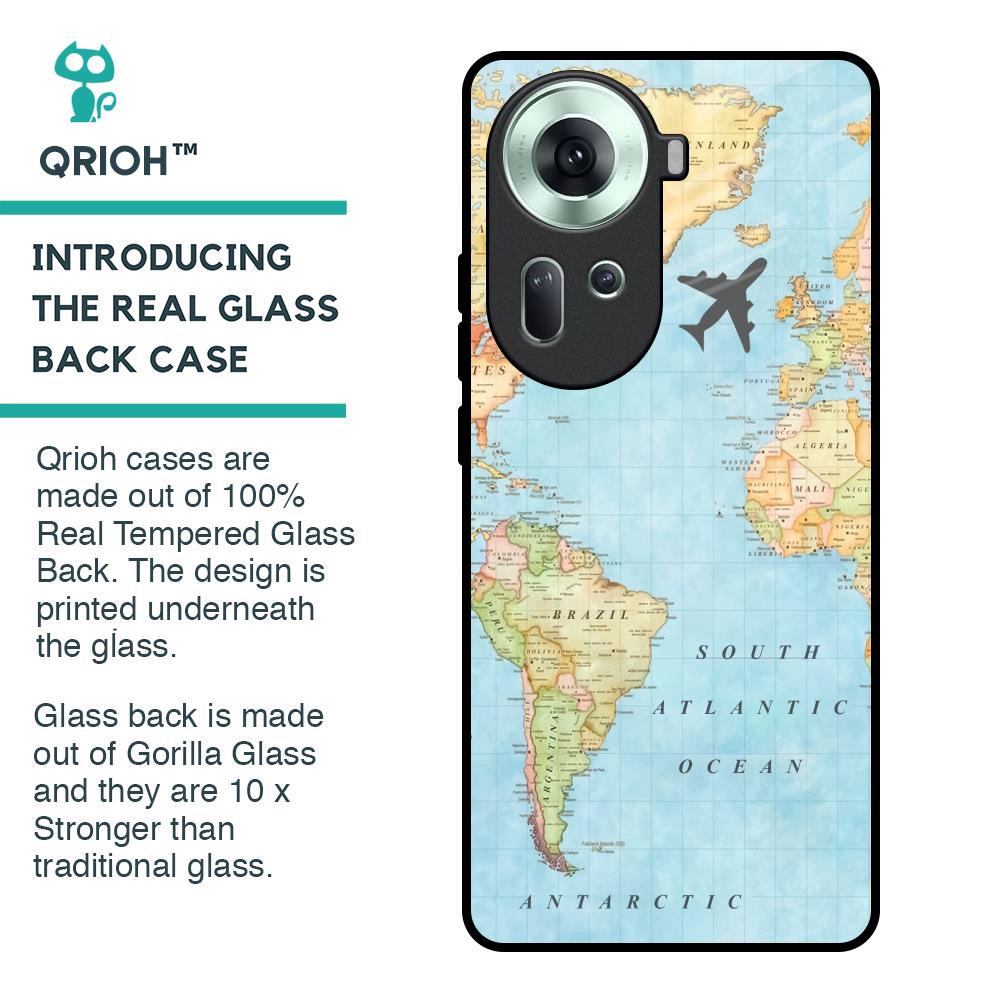 Travel Map Glass Case for Oppo Reno11 5G