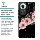 Floral Black Band Glass Case For Oppo Reno11 5G