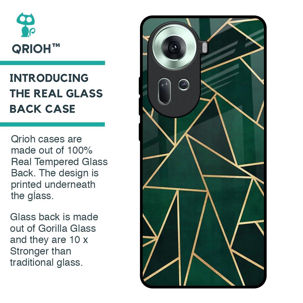 Abstract Green Glass Case For Oppo Reno11 5G