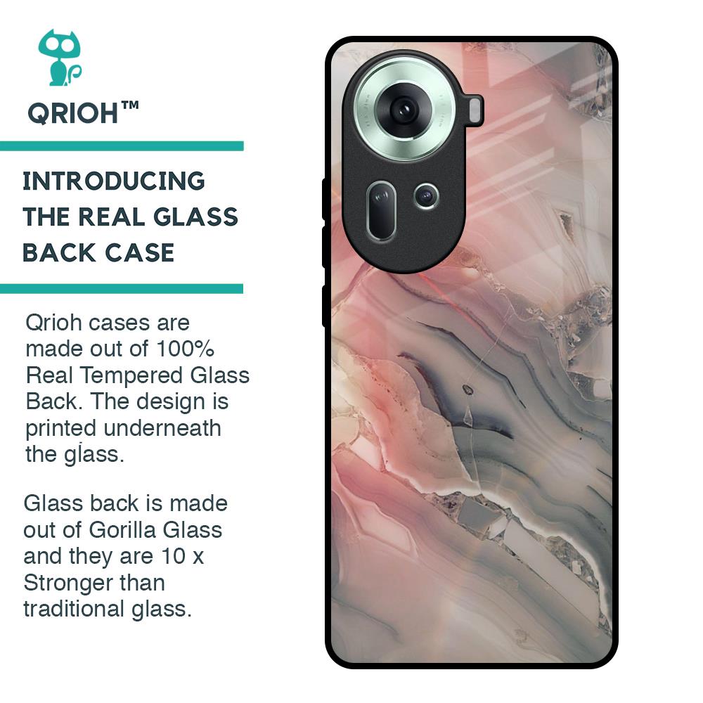 Pink And Grey Marble Glass Case For Oppo Reno11 5G