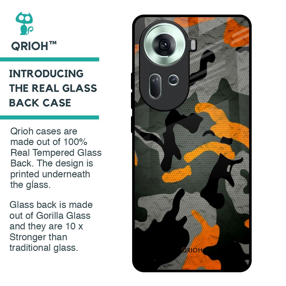 Camouflage Orange Glass Case For Oppo Reno11 5G