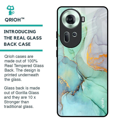 Green Marble Glass Case for Oppo Reno11 5G