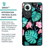 Tropical Leaves & Pink Flowers Glass Case for Oppo Reno11 5G