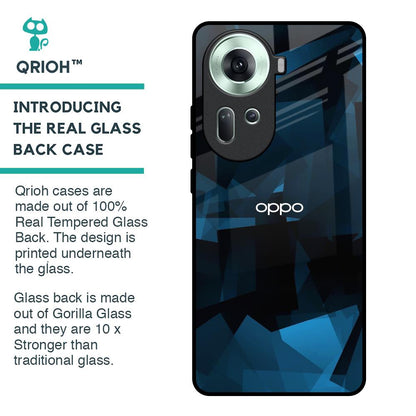 Polygonal Blue Box Glass Case For Oppo Reno11 5G