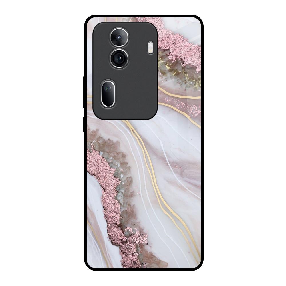 Pink & Gold Gllitter Marble Oppo Reno11 Pro 5G Glass Back Cover Online