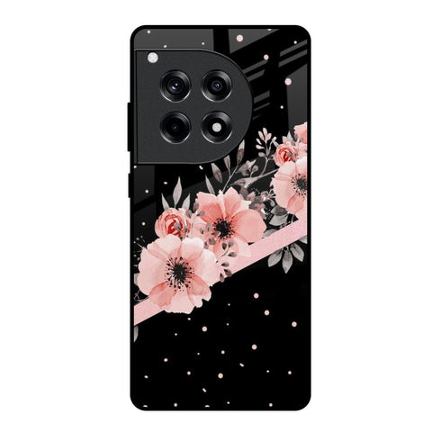 Floral Black Band OnePlus 12R 5G Glass Back Cover Online