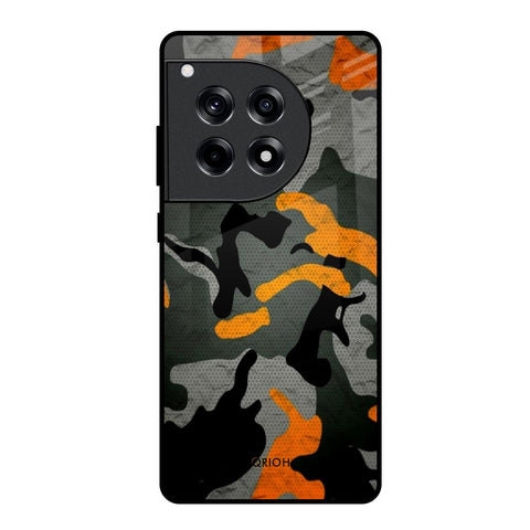 Camouflage Orange OnePlus 12R 5G Glass Back Cover Online