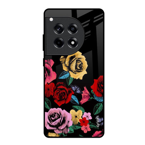 Floral Decorative OnePlus 12R 5G Glass Back Cover Online