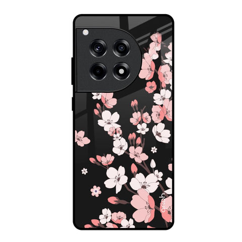 Black Cherry Blossom OnePlus 12R 5G Glass Back Cover Online