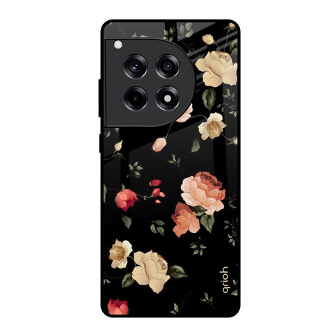 Black Spring Floral OnePlus 12R 5G Glass Back Cover Online