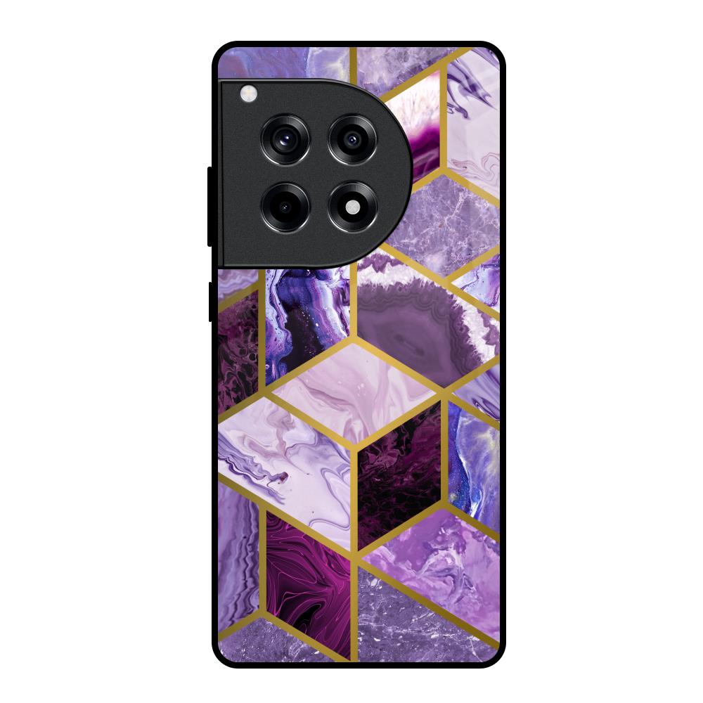 Purple Rhombus Marble OnePlus 12R 5G Glass Back Cover Online