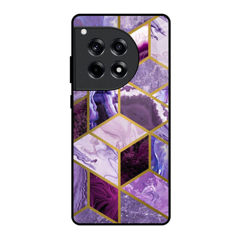 Purple Rhombus Marble OnePlus 12R 5G Glass Back Cover Online