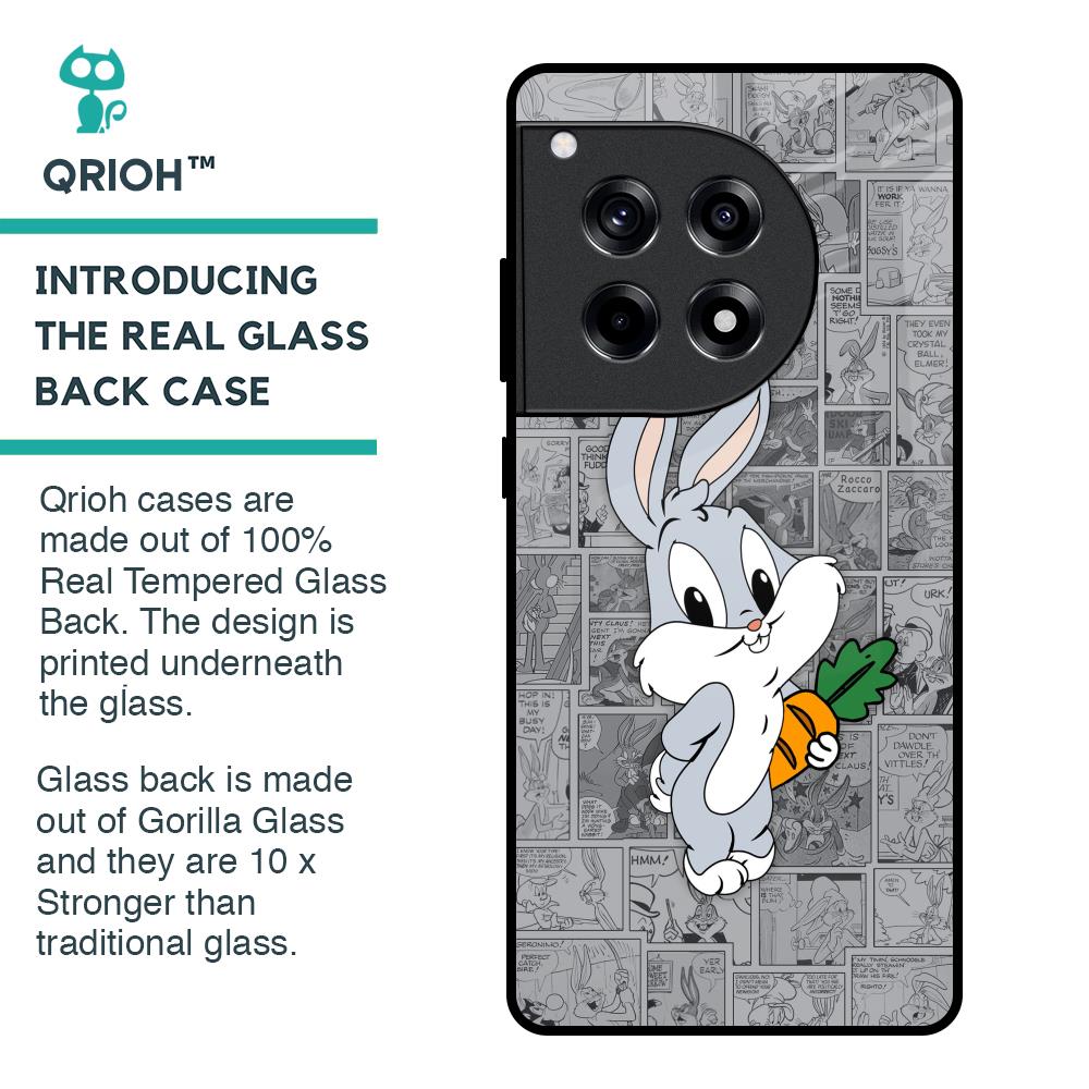 Cute Baby Bunny Glass Case for OnePlus 12R 5G