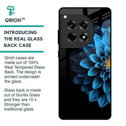 Half Blue Flower Glass Case for OnePlus 12R 5G
