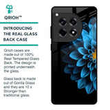 Half Blue Flower Glass Case for OnePlus 12R 5G