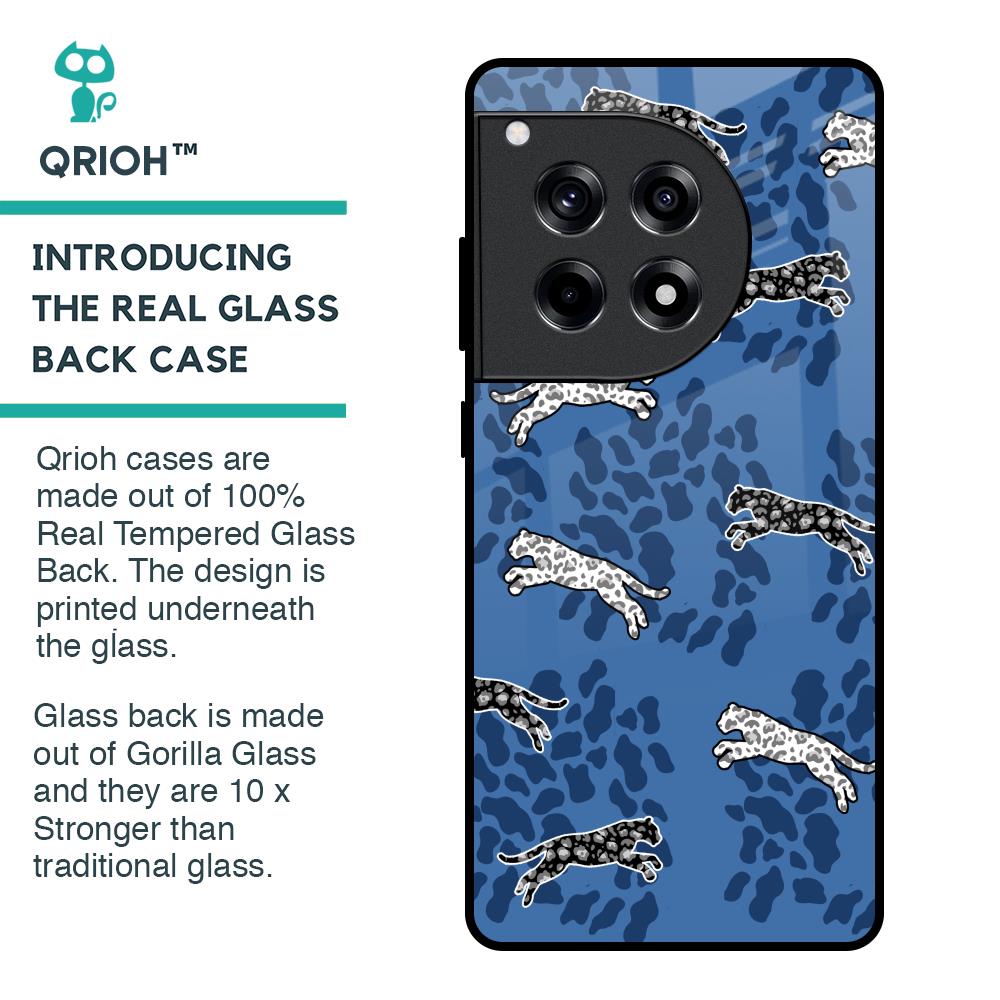 Blue Cheetah Glass Case for OnePlus 12R 5G