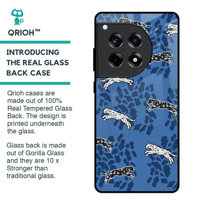 Blue Cheetah Glass Case for OnePlus 12R 5G