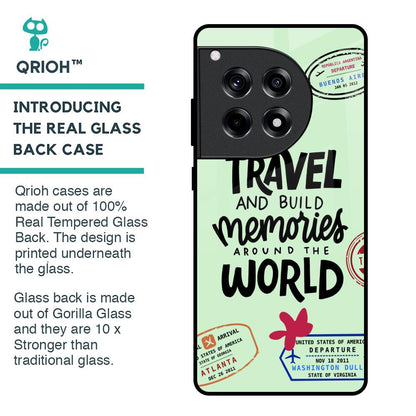 Travel Stamps Glass Case for OnePlus 12R 5G