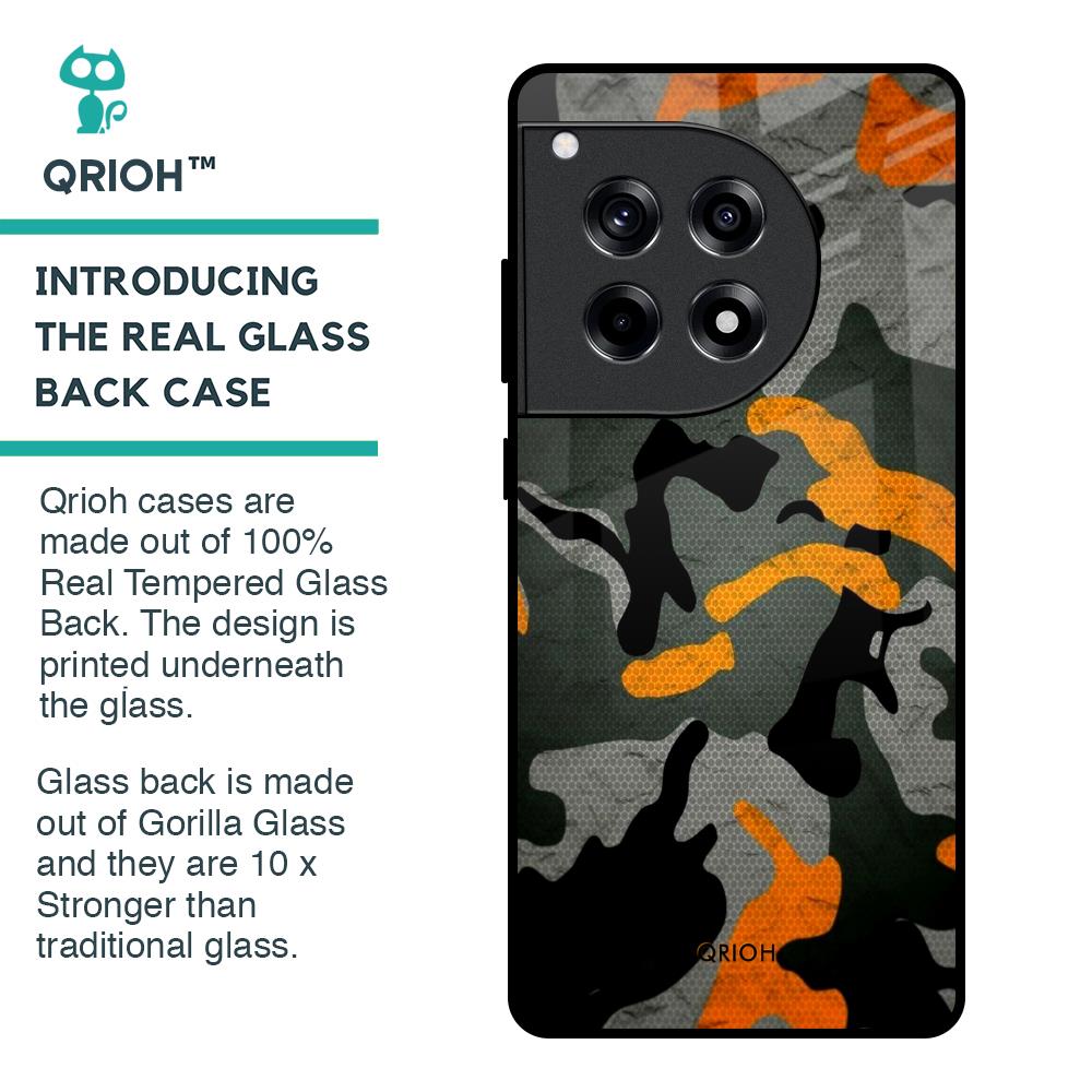 Camouflage Orange Glass Case For OnePlus 12R 5G