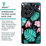 Tropical Leaves & Pink Flowers Glass Case for OnePlus 12R 5G