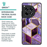 Purple Rhombus Marble Glass Case for OnePlus 12R 5G