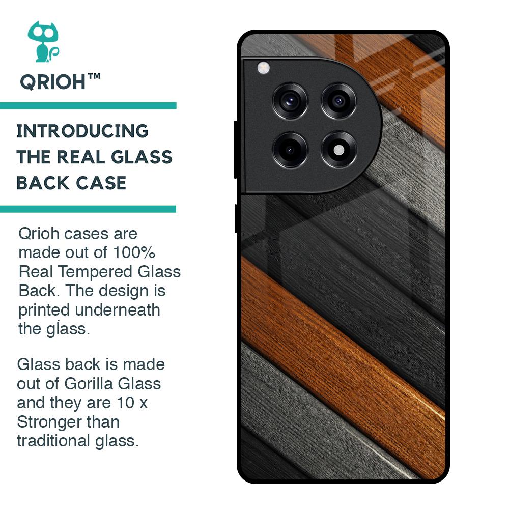 Tri Color Wood Glass Case for OnePlus 12R 5G