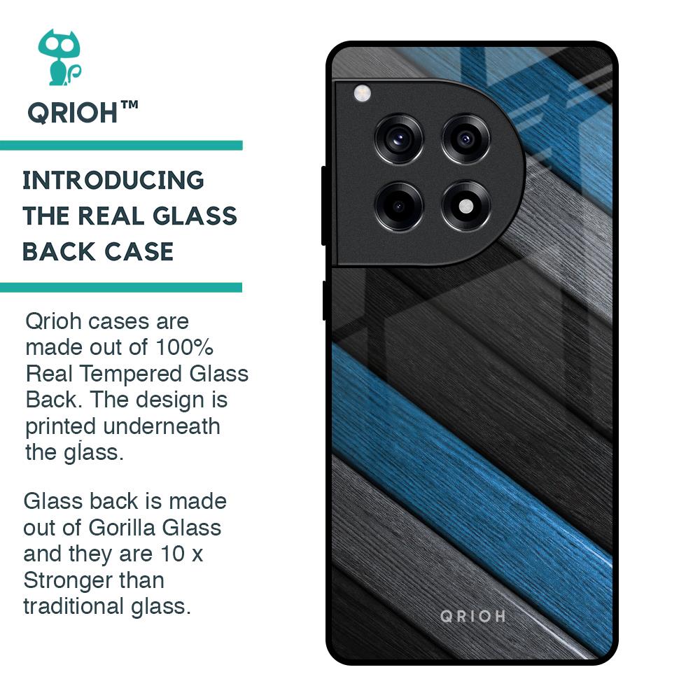 Multicolor Wooden Effect Glass Case for OnePlus 12R 5G