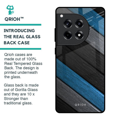 Multicolor Wooden Effect Glass Case for OnePlus 12R 5G
