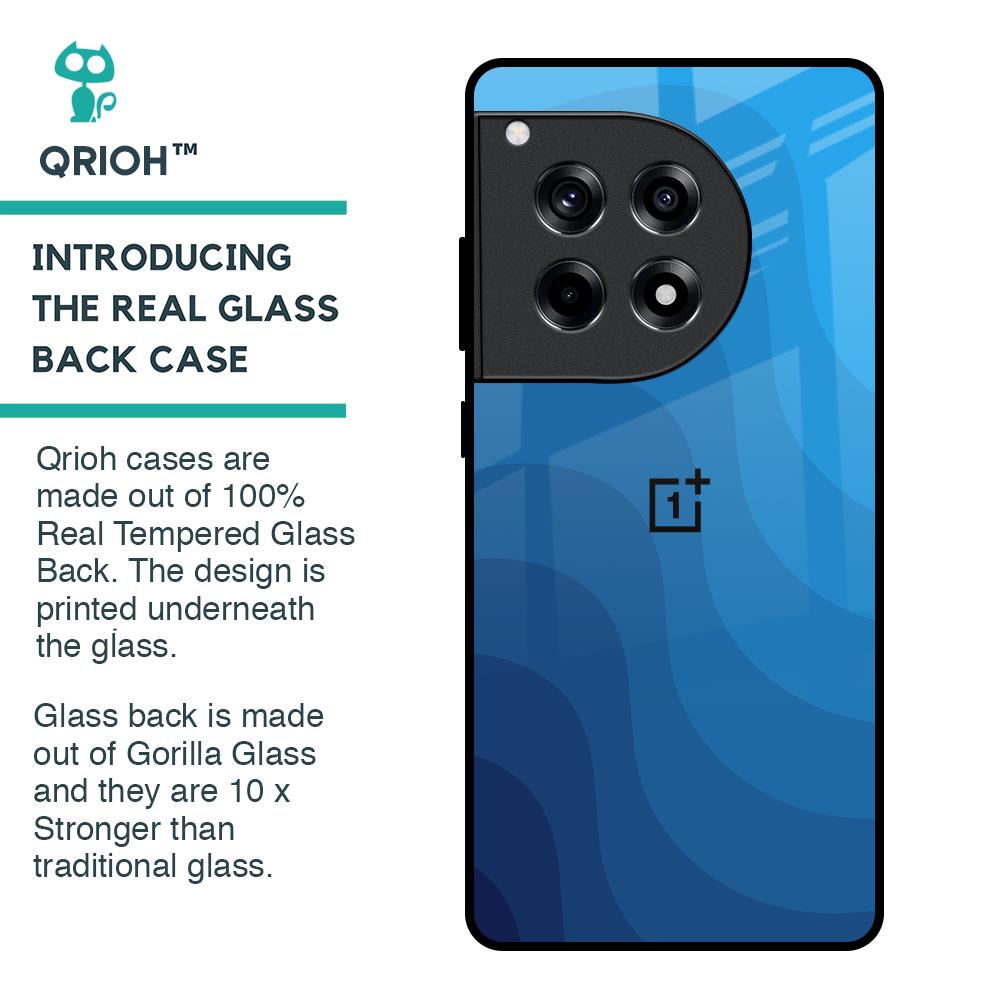 Blue Wave Abstract Glass Case for OnePlus 12R 5G