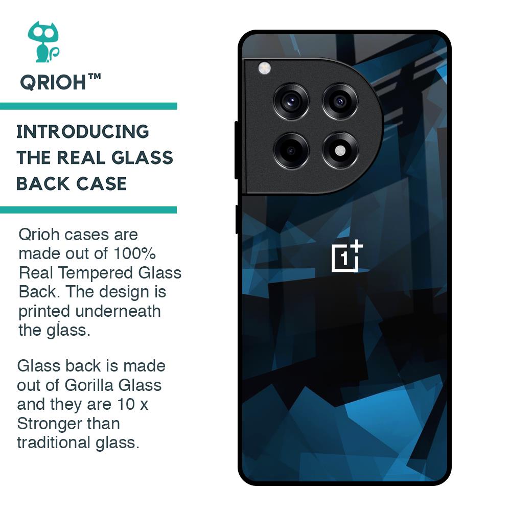 Polygonal Blue Box Glass Case For OnePlus 12R 5G