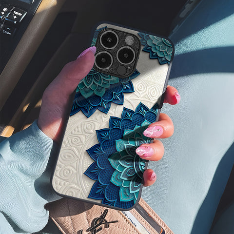 Teal Mandala Glass Case