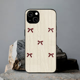 Maroon Bows Print Glass Case