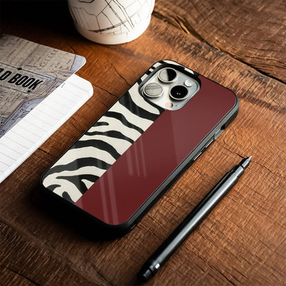 Zebra Maroon Split Glass Case