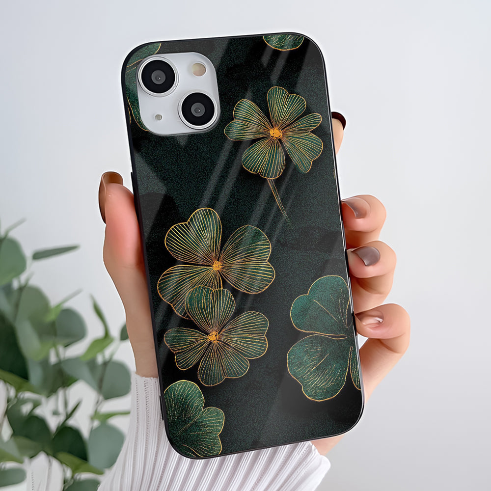 Elegant Gold Bloom Glass Case