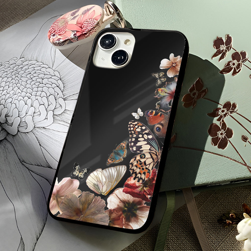 Butterfly & Floral Glass Case