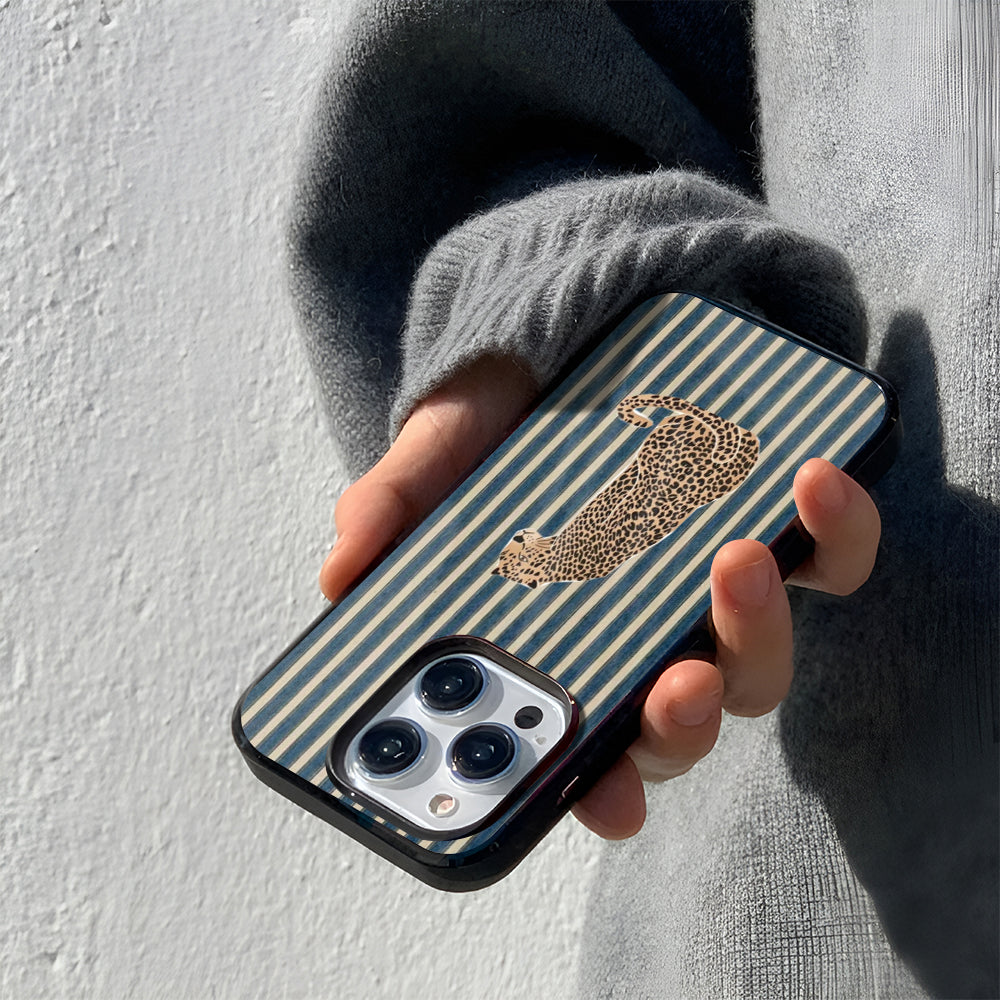 Blue Striped Glass Case