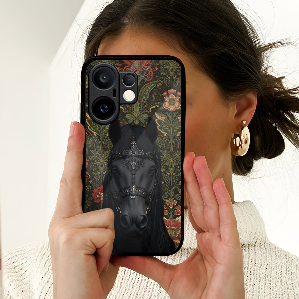Royal Black Horse Glass Case
