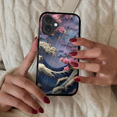 Wave & Pink Blossom Glass Case