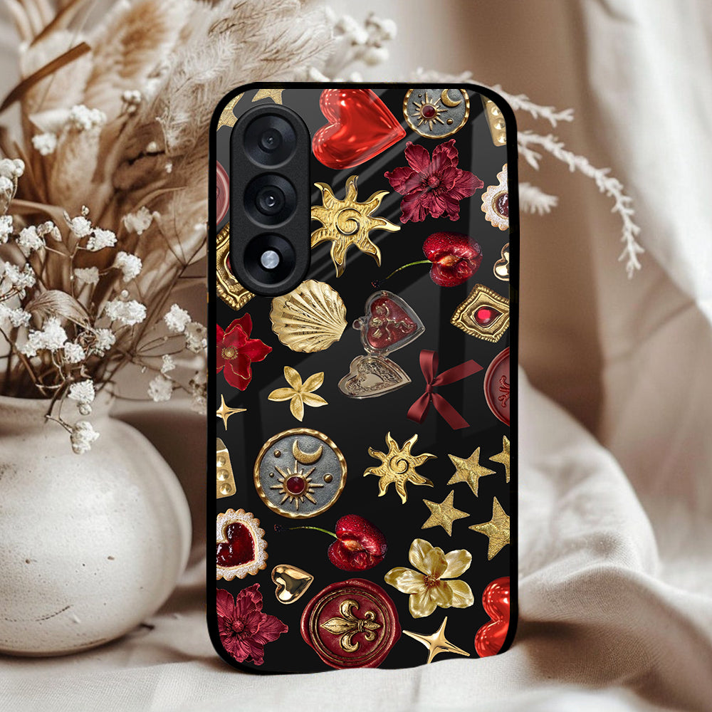 Golden Celestial Icons Glass Case