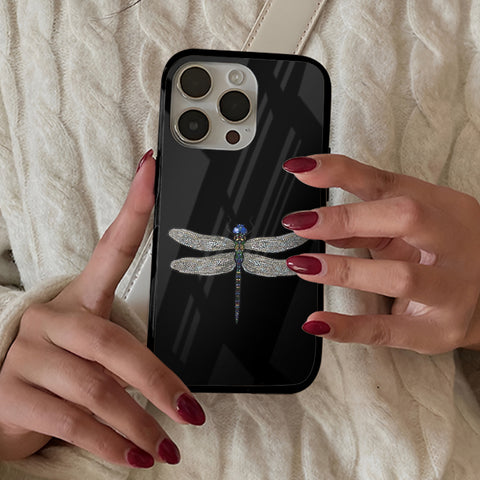 Silver Dragonfly Glass Case