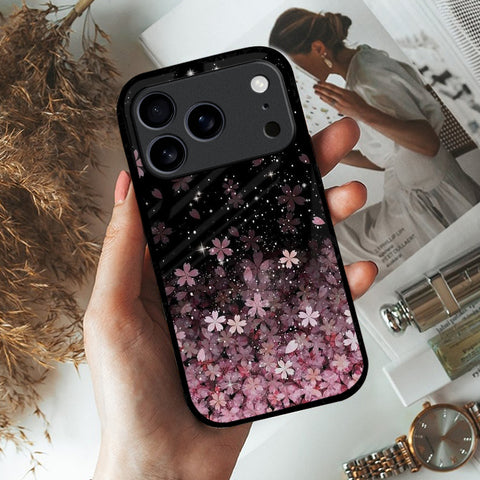 Sparkling Pink Petals Glass Case