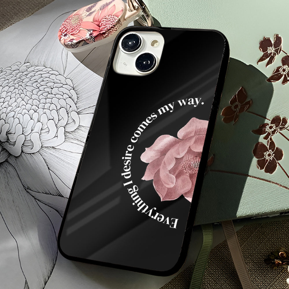 Pink Peony Floral Glass Case