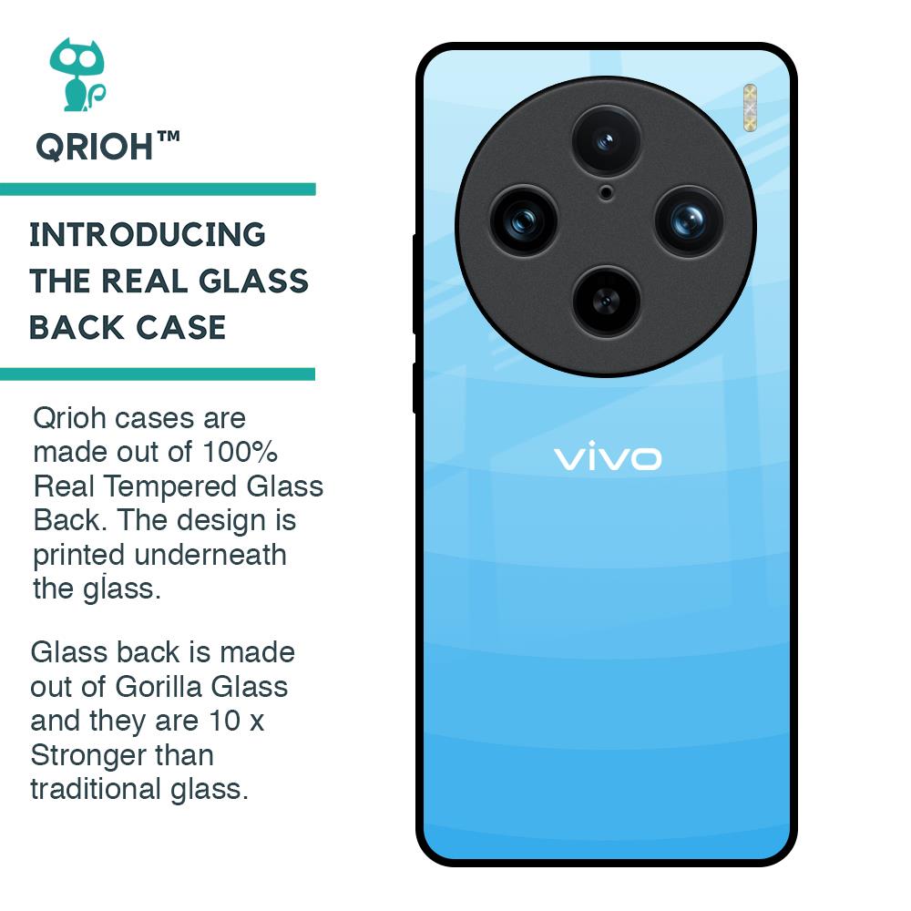 Wavy Blue Pattern Glass Case for Vivo X100 Pro 5G
