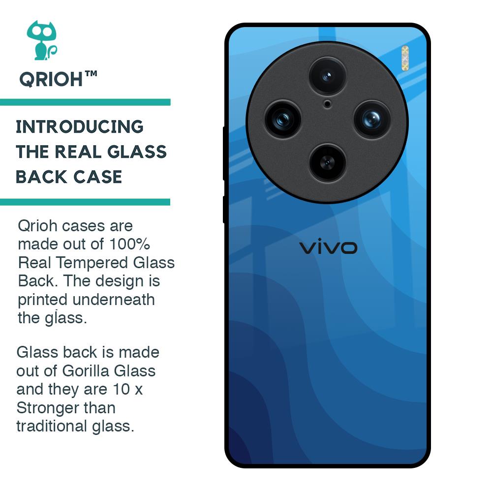 Blue Wave Abstract Glass Case for Vivo X100 Pro 5G