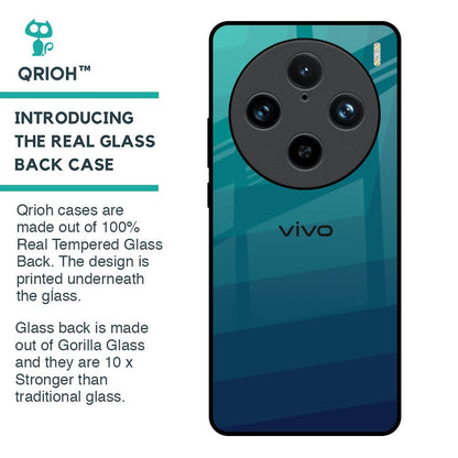 Green Triangle Pattern Glass Case for Vivo X100 Pro 5G