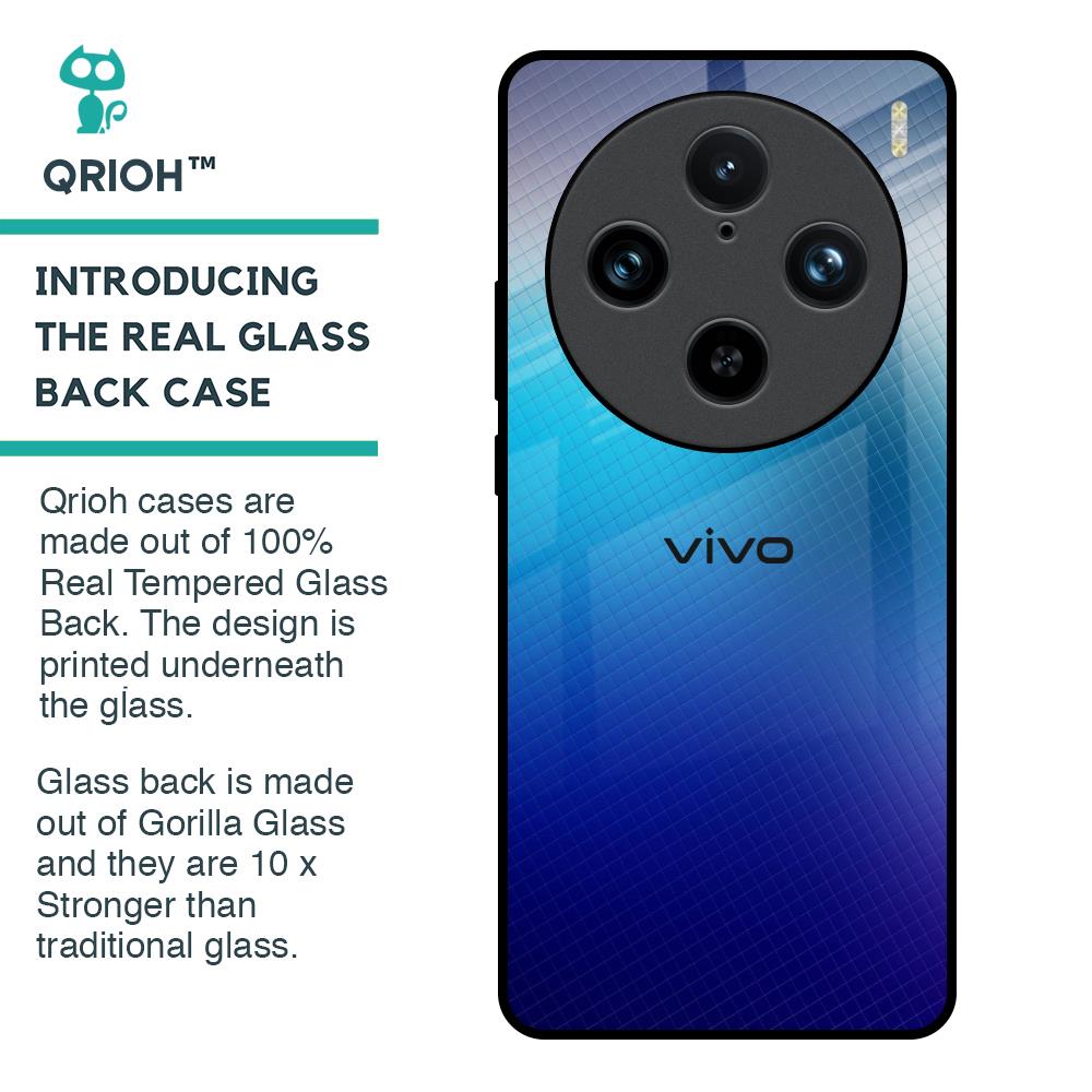 Blue Rhombus Pattern Glass Case for Vivo X100 Pro 5G