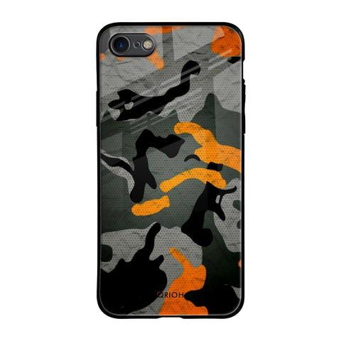 Camouflage Orange iPhone 7 Glass Back Cover Online