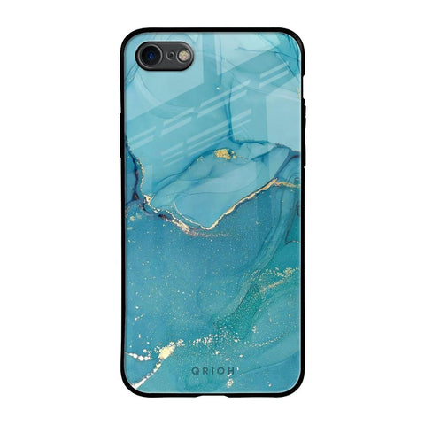 Blue Golden Glitter iPhone 7 Glass Back Cover Online