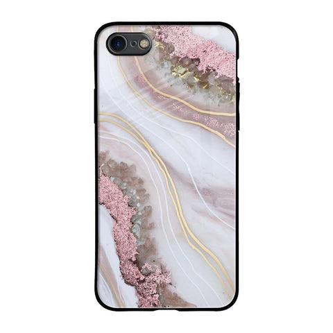 Pink & Gold Gllitter Marble iPhone 7 Glass Back Cover Online