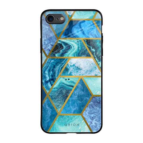 Turquoise Geometrical Marble iPhone 7 Glass Back Cover Online